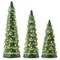Casafield Set of 3 Hand Painted Ceramic Christmas Tree - Pre-Lit 8, 10, 12-Inch Trees with Lights